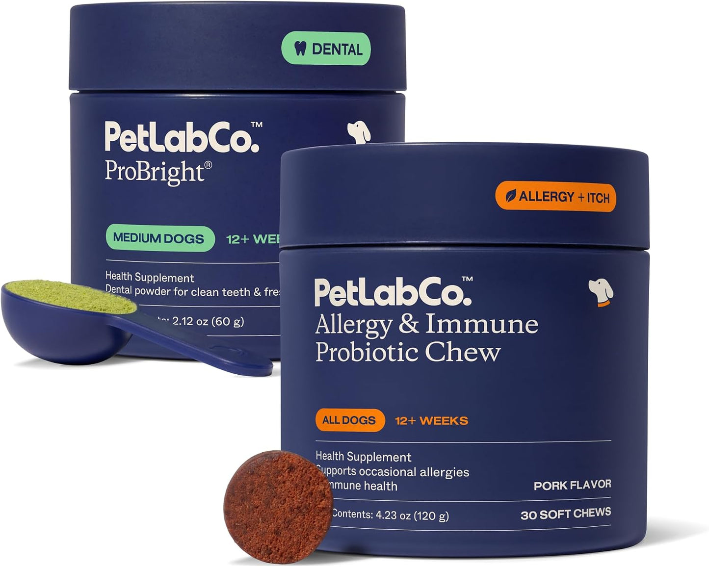 PetLab Co. – Seasonal Allergy Support & Dental Care in One Routine - Allergy & Immune Chews + ProBright Dental Powder for Total Wellness Inside & Out - Medium Sized Dogs