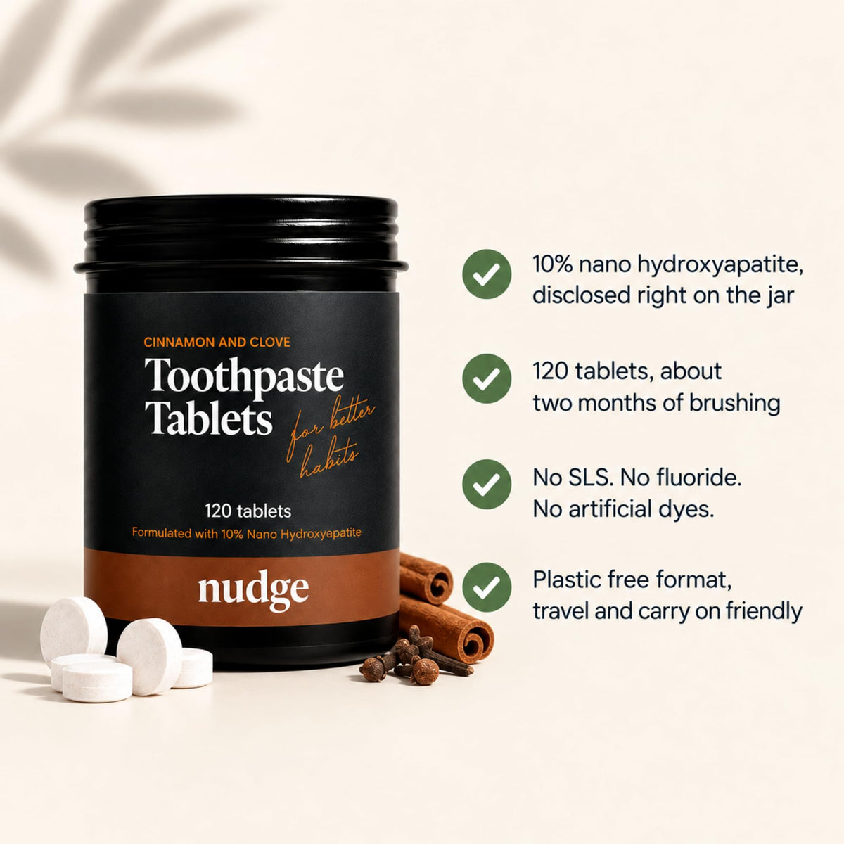 Nudge 10% Nano Hydroxyapatite Toothpaste, Natural Mint, 4.5 oz, Pack of 2