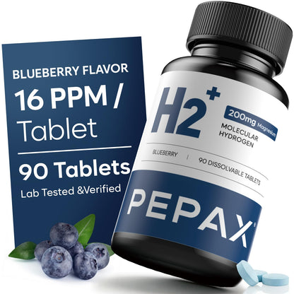 Molecular Hydrogen Water Tablets with Magnesium 16 PPM,IHSA Certified | Rich in Antioxidants - Supports Healthy Aging, Cellular Energy & Brain Health (90 Tablets,Blueberry)