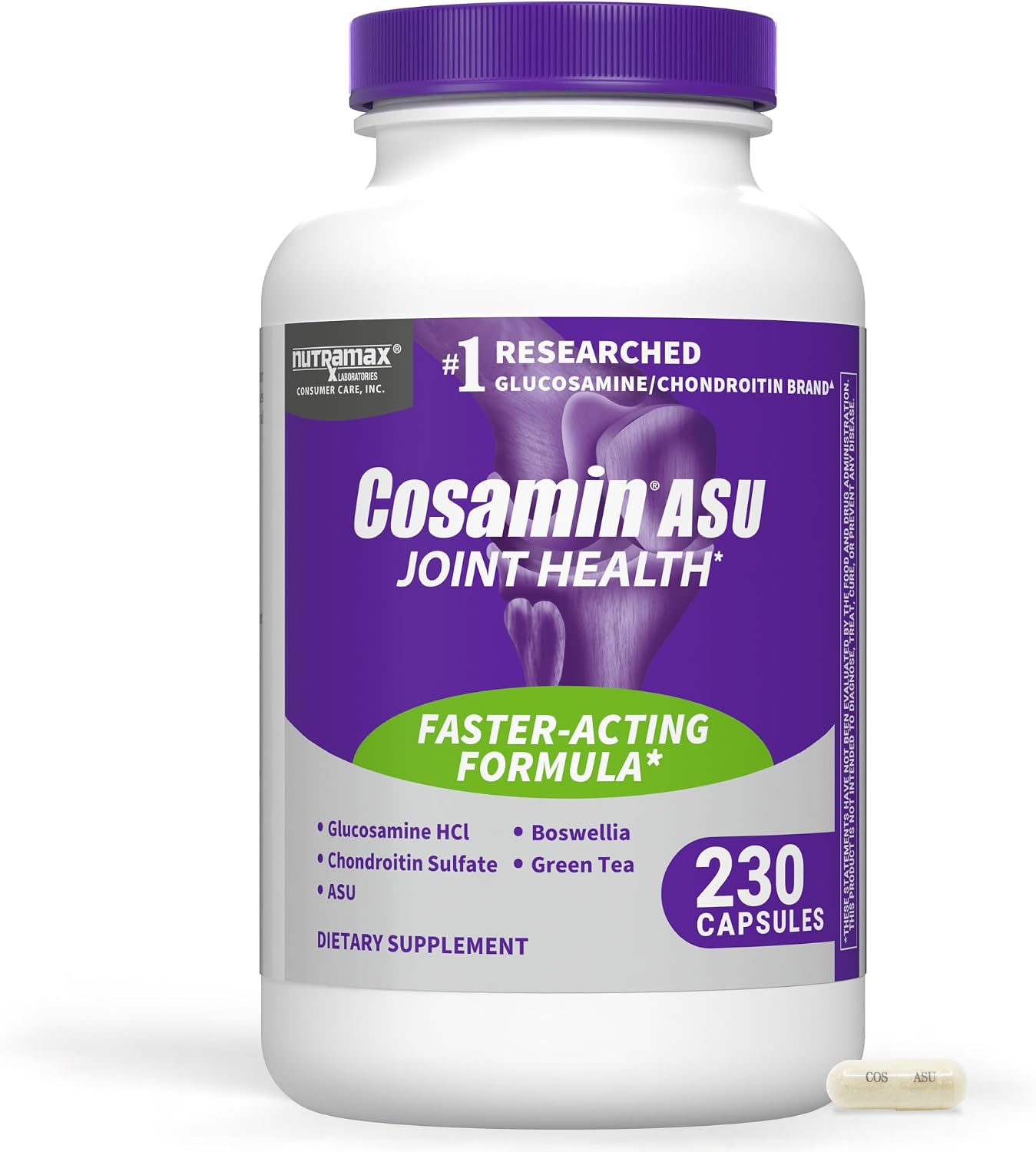Nutramax Cosamin ASU Faster-Acting Joint Health Supplement, 230 Capsules | Faster-Acting Formula with Glucosamine, Chondroitin, ASU, and Boswellia for Joint Support, Third Party Tested