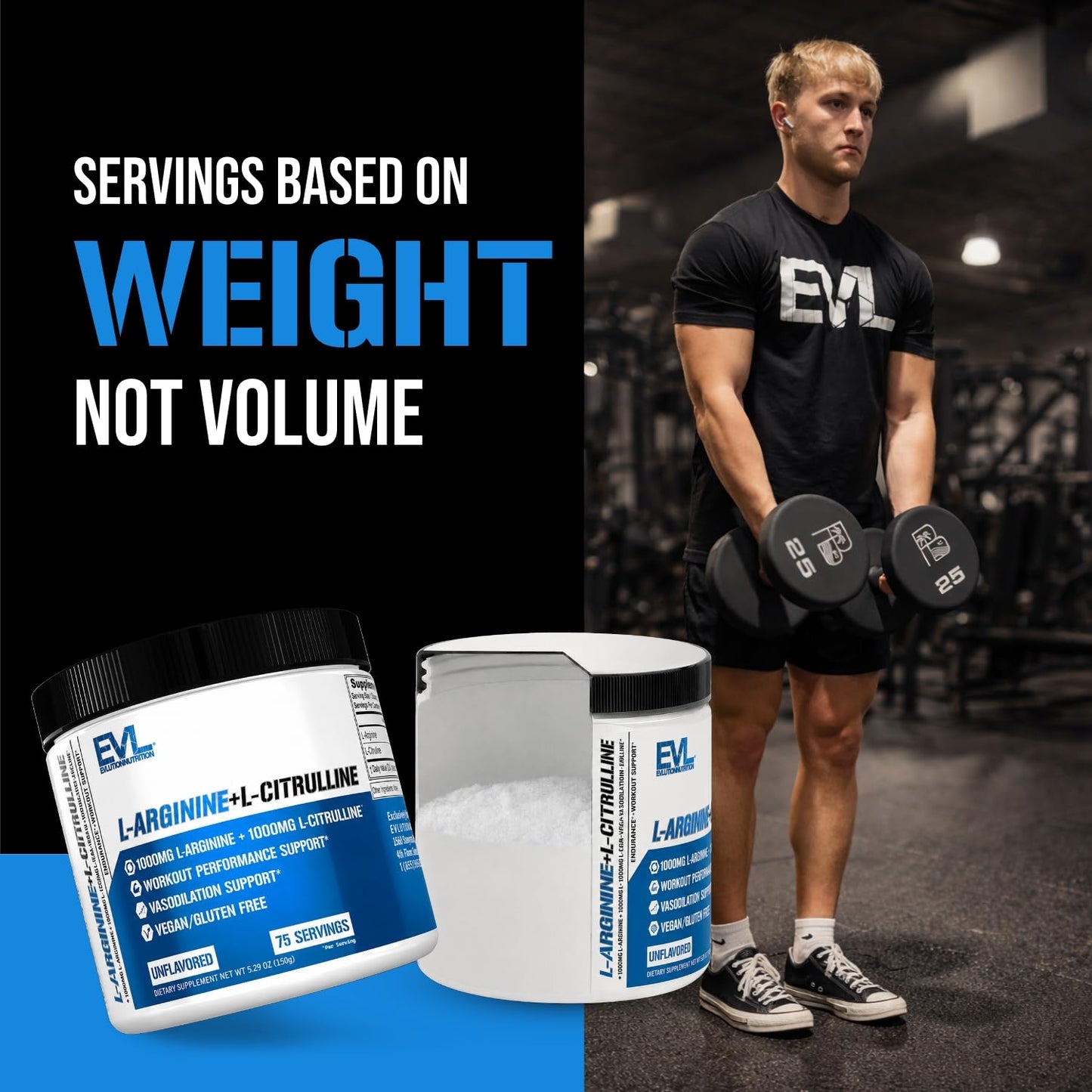 L Arginine L Citrulline Powder - Invigorating Nitric Oxide Powder with Ideal 1:1 Ratio L-Citrulline & L-Arginine 1000mg Each Per Serving for Enhanced Pumps Energy & Stamina (Unflavored, 75 Servings)