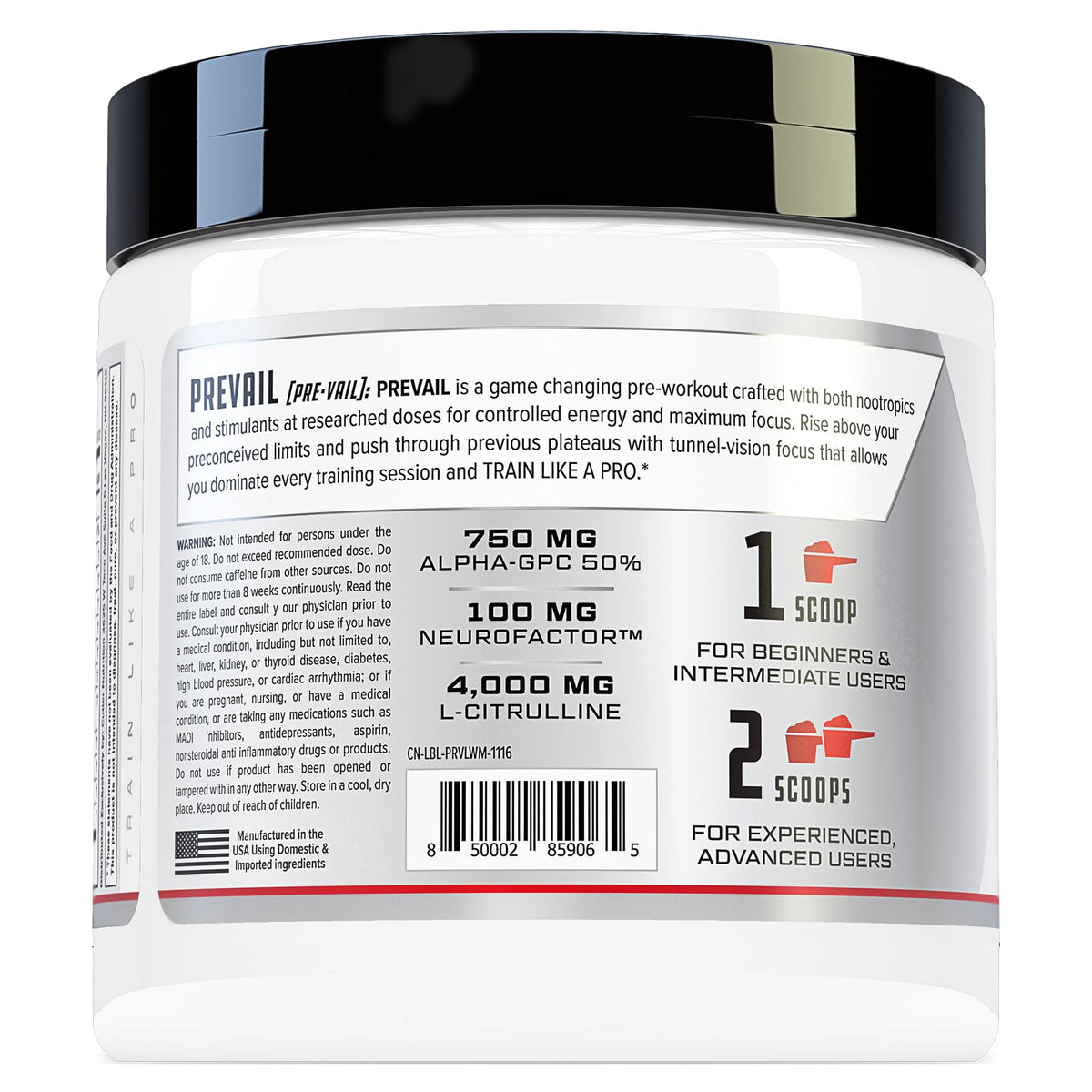 Prevail Pre Workout Powder with Nootropics: Pre-Workout Drink for Men and Women