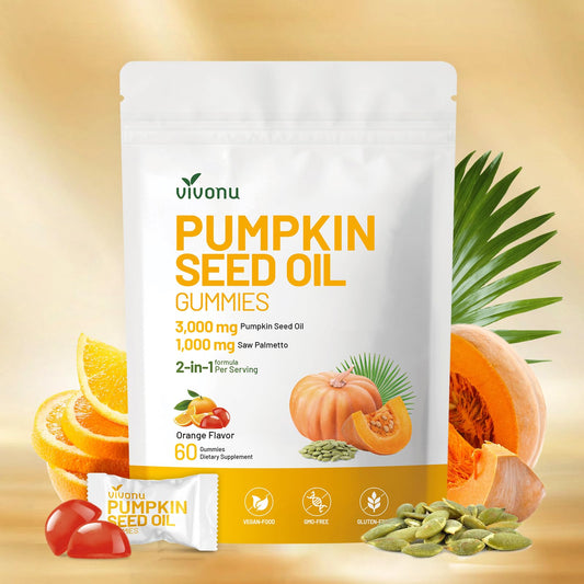 Organic Pumpkin Seed Oil Gummies,Cold Pressed Pumpkin Seed Oil with Saw Palmetto Gummies,for Prostate Health,BPH Support,Hair & Bladder Control - Non-GMO,Sugar-Free