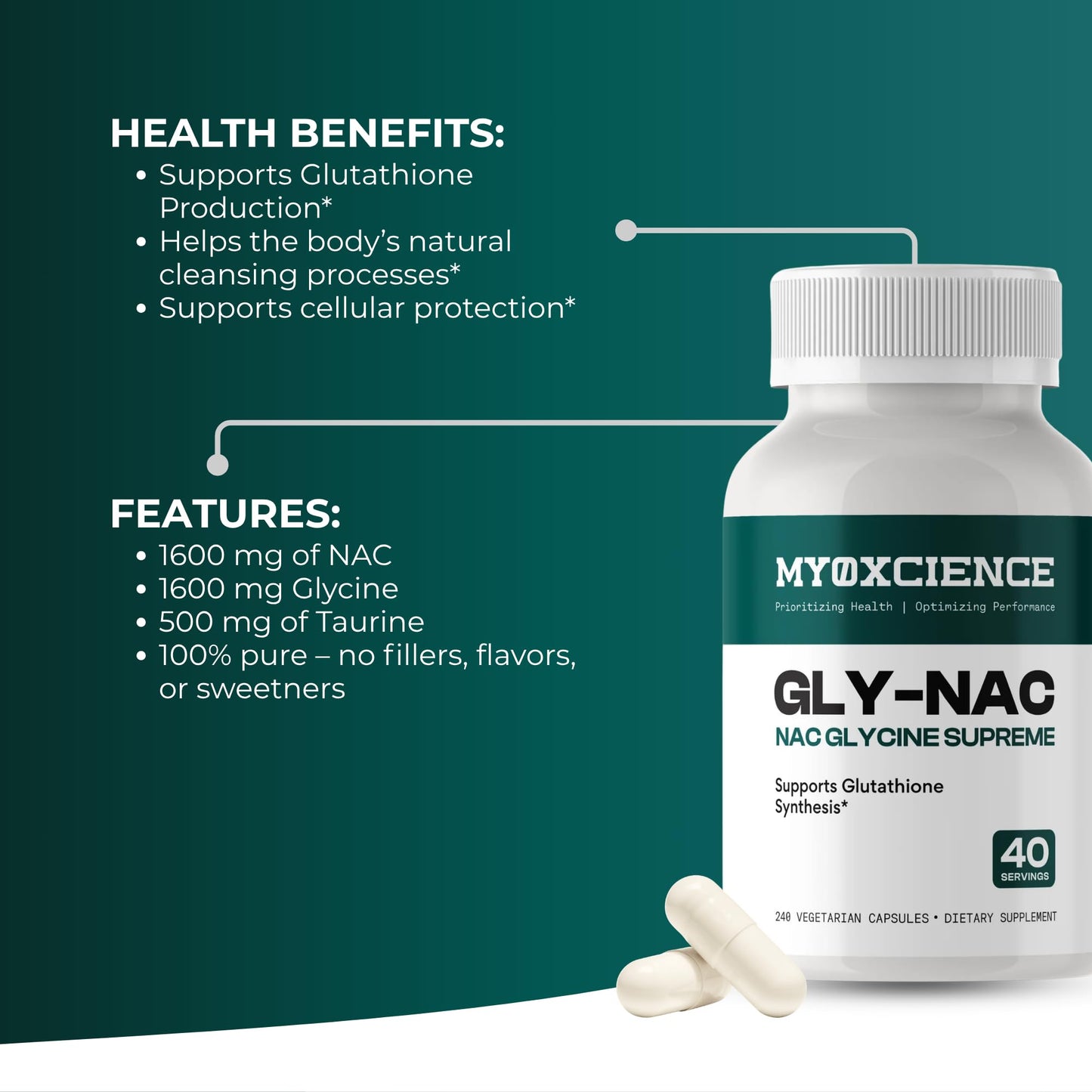 MYOXCIENCE NAC Glycine Supreme | N-Acetyl-L-Cysteine, Glycine, and Taurine Combination (Natural Peach and Pineapple Flavor) (30 Servings)