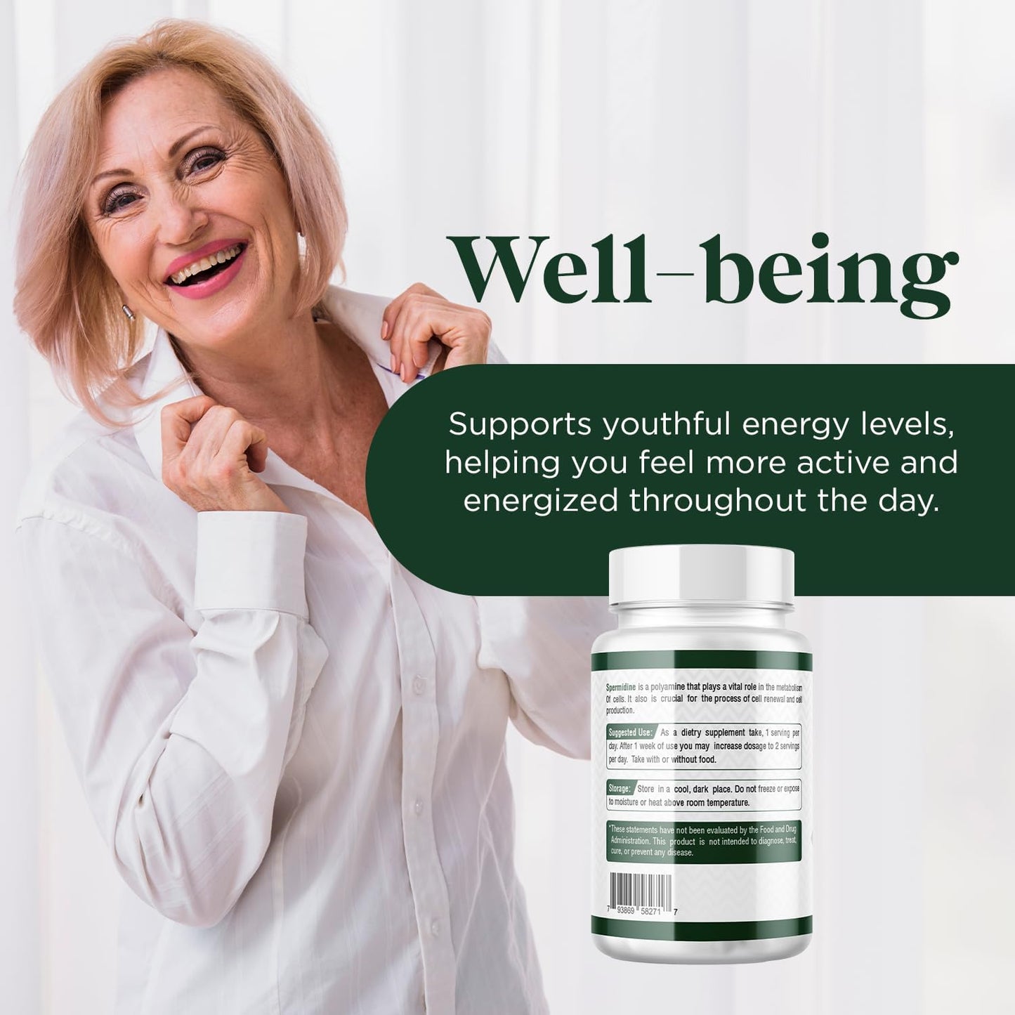 Probase Nutrition Spermidine (10mg of 99% Spermidine 3HCL - Third Party Tested) 120 Capsules - 100x More Potent Than Wheat Germ Extract, Telomere Health and Aging 120-Day Supply - As efficient as NMN