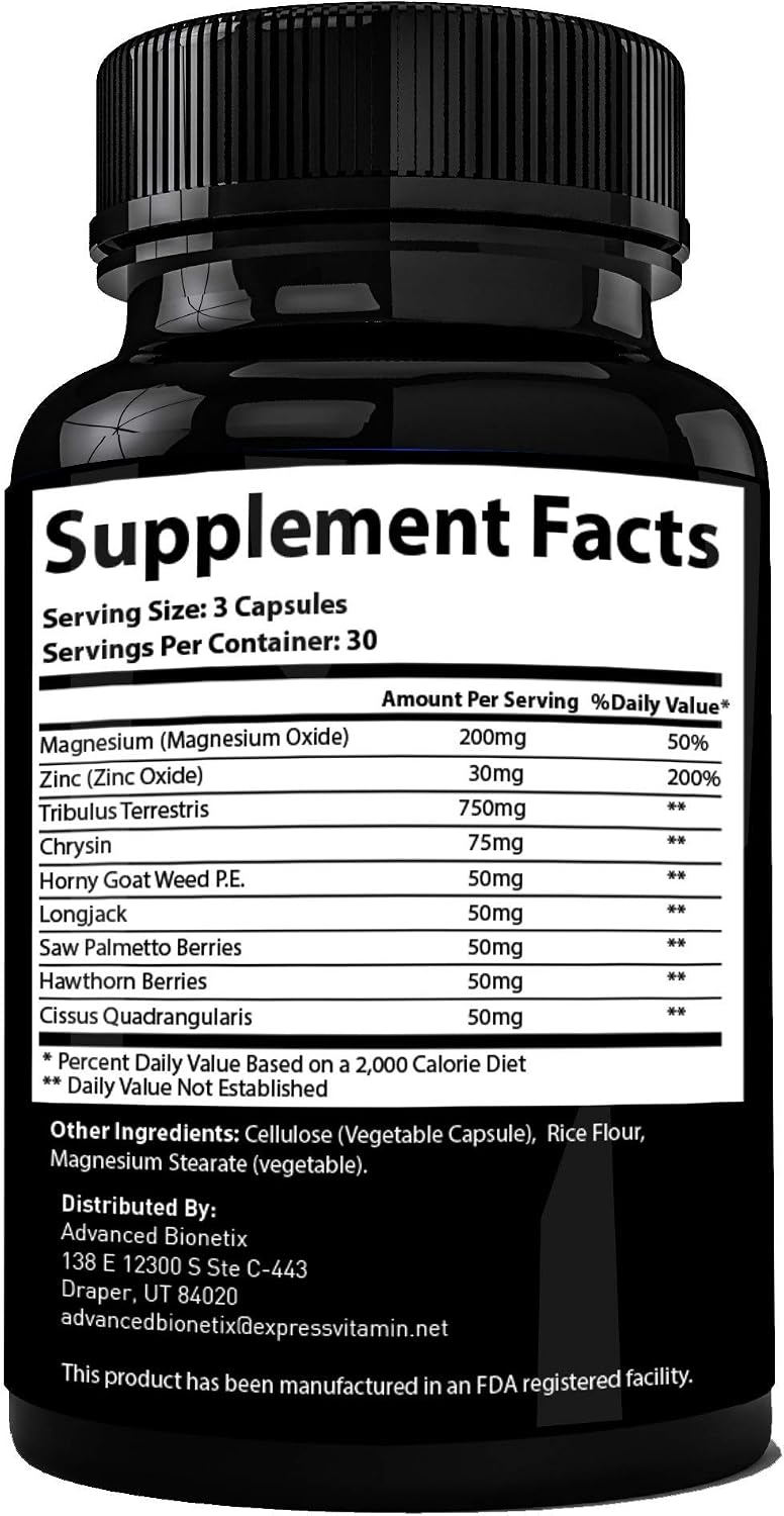 Testosterone Booster Male Enhancement. #1 Recommended by Men Over the Age of 40* Increase Desire, Energy, Lean Muscle. Melt Away Fat with Zinc, Tribulus, Tongkat Ali, Horny Goat Weed & More