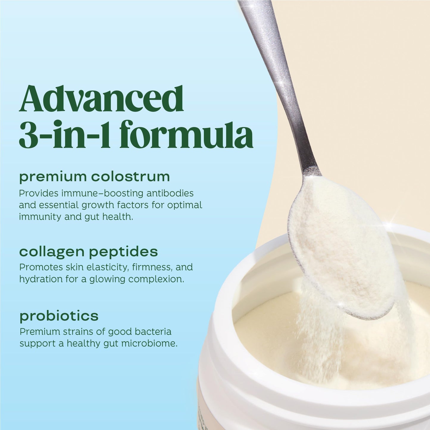 Bloom Nutrition Bovine Colostrum Powder, Strawberries & Cream, 25 Servings | Gut Health, Immune Support, Hair Growth & Beauty Supplement, Gluten Free, Sugar Free