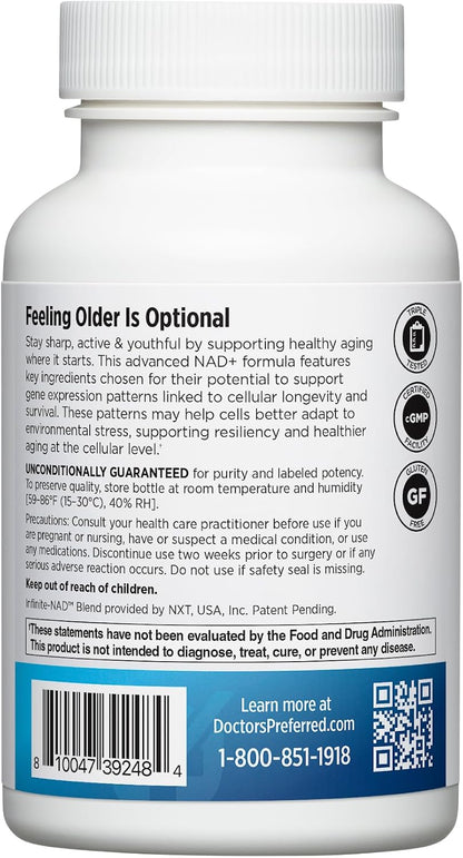 DOCTORS' PREFERRED NAD+ Anti-Aging Supplement with Resveratrol | 60 Capsules