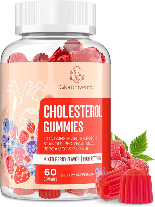 Cholesterol Supplement with Plant Sterols & Stanols, Guggul, Bergamot Orange Extract, Red Yeast Rice, Plant Sterols Complex Gummies, Mixed Berry Flavor, 60 Counts