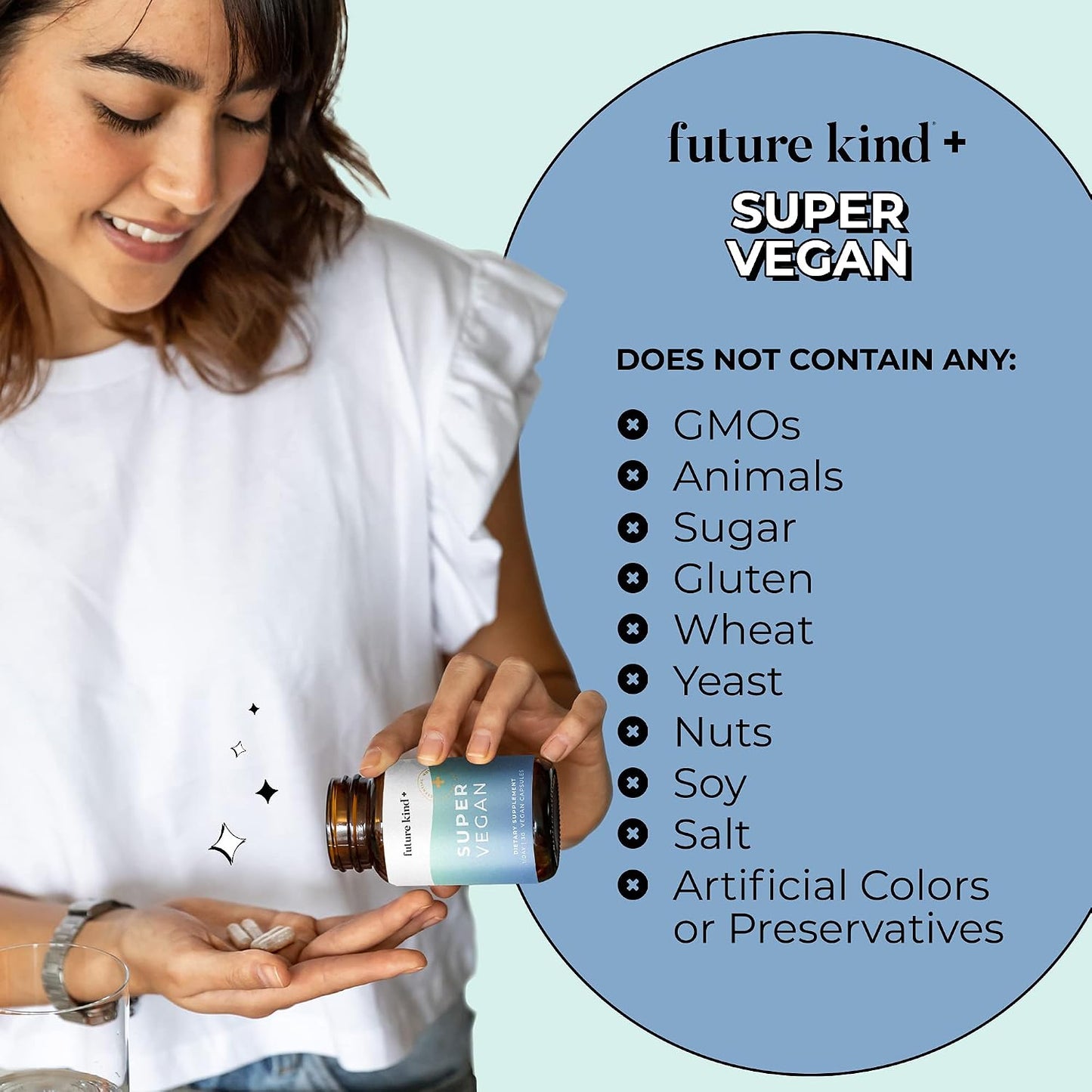 Future Kind - Super Vegan Formula with Lemon Balm, Ashwagandha Root Extract and Rhodiola Extract for Natural Mood Boost, Energy and Stress Support, 30 Capsules