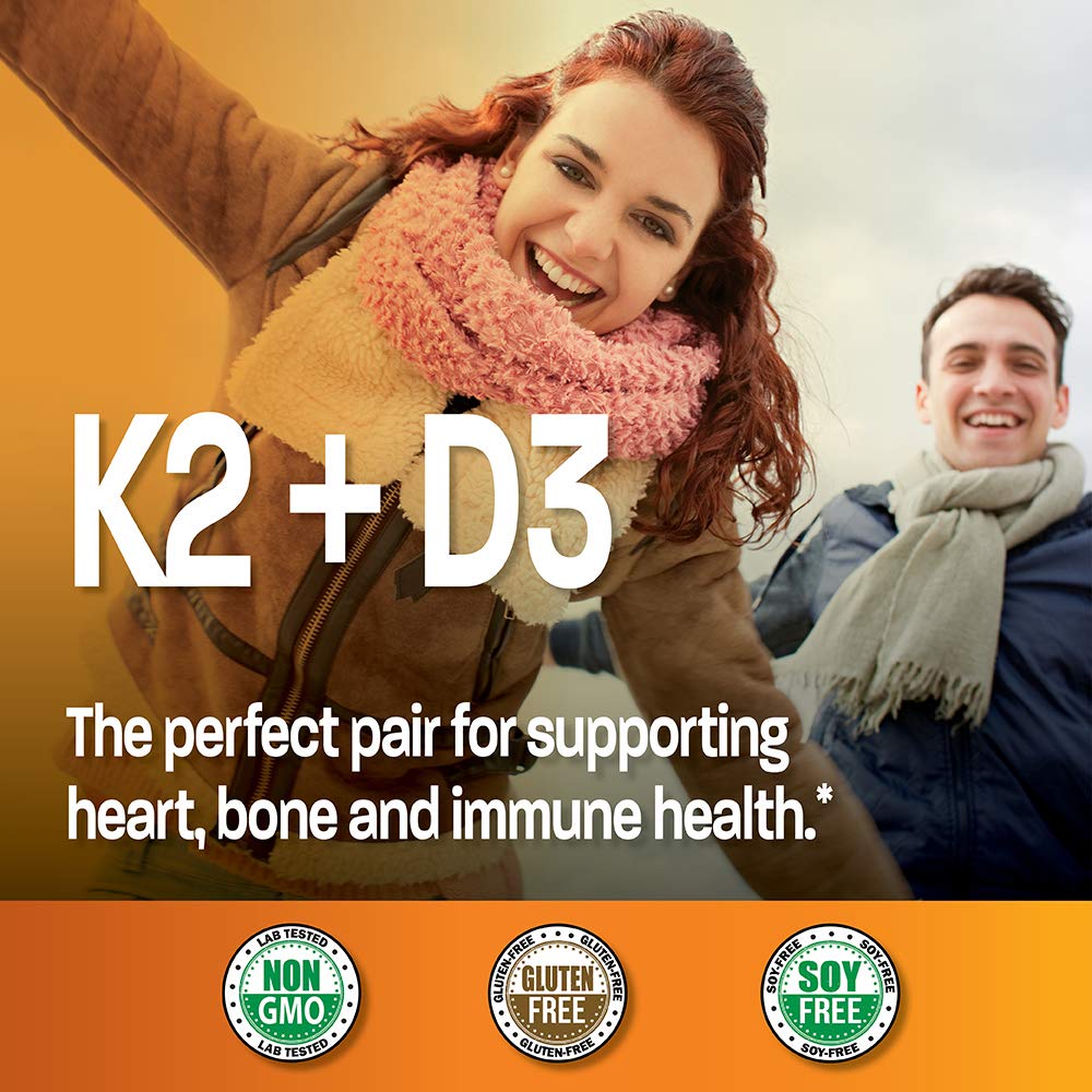 Bronson Vitamin K2 (MK7) with D3 Supplement Non-GMO Formula 5000 IU Vitamin