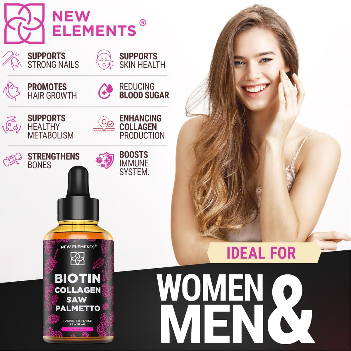 Liquid Biotin with Collagen & Saw Palmetto Extract for Women and Men | Hair Growth