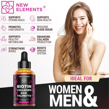 Liquid Biotin with Collagen & Saw Palmetto Extract for Women and Men | Hair Growth
