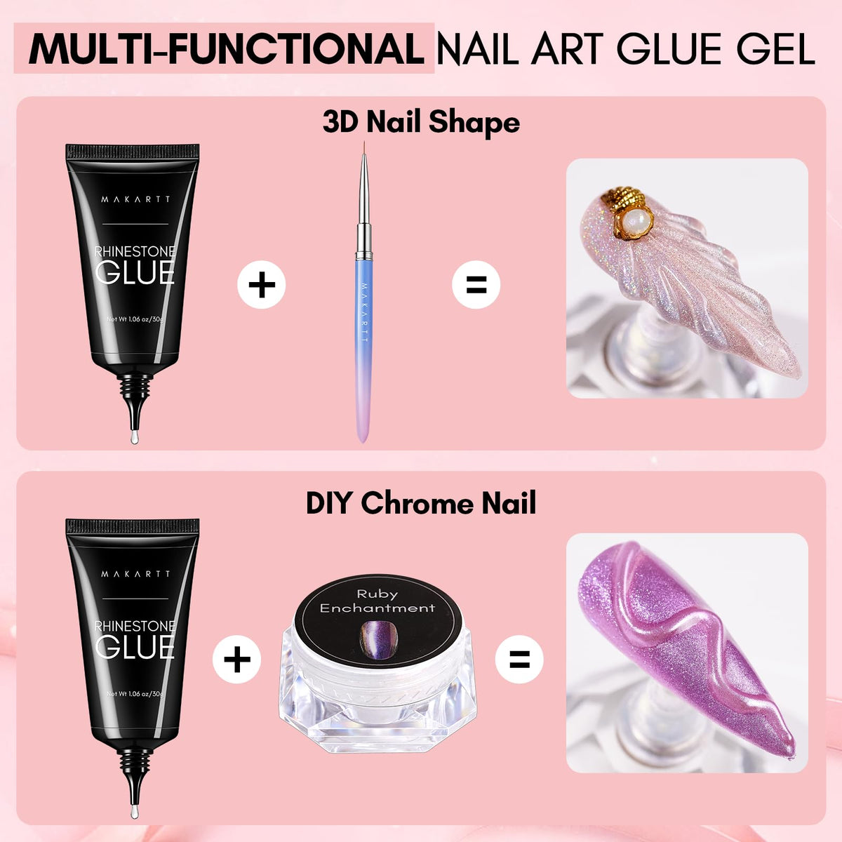 Makartt Nail Rhinestone Glue for Nails 60ML Gel Nail Glue for Rhinestones Gems Super