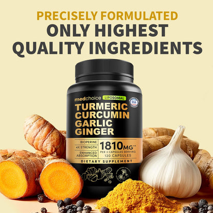 MEDCHOICE Liposomal Organic Turmeric Curcumin with Black Pepper, 120ct