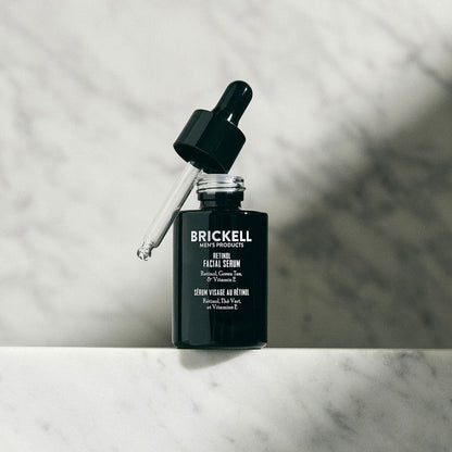 Brickell Men's Retinol Skin Care Serum Treatment For Firming Face Lines & Eye Wrinkles, Deep Hydrating Facial Serum For Anti-Aging, With Retinol, Aloe, and Vitamin E, Fragrance Free, 1 Ounce