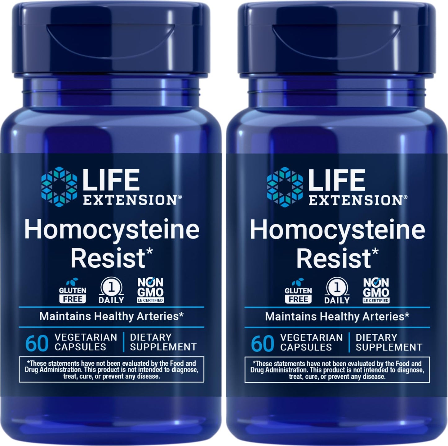 Life Extension Homocysteine Resist Vegetarian Capsules, 60 Count | Vitamin B2, B6, B12 & Folate as L-5-MTHF Support Heart & Brain Health, Once Daily, Gluten Free, Non-GMO & Vegetarian