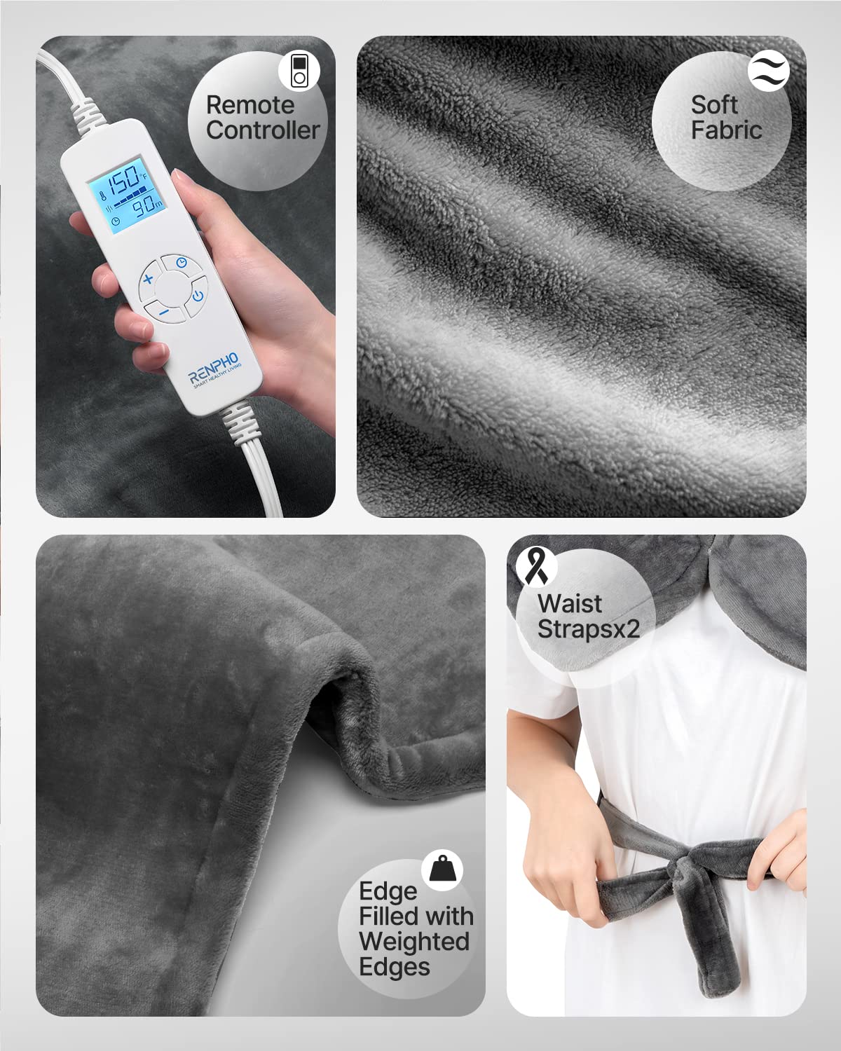 RENPHO Weighted Heating Pad for Back Pain Relief, FSA HSA Eligible, Electric Heat Pads