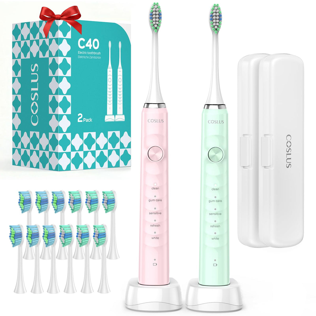 COSLUS C40 Sonic Electric Toothbrush for Adults & Family, Black, 1PC