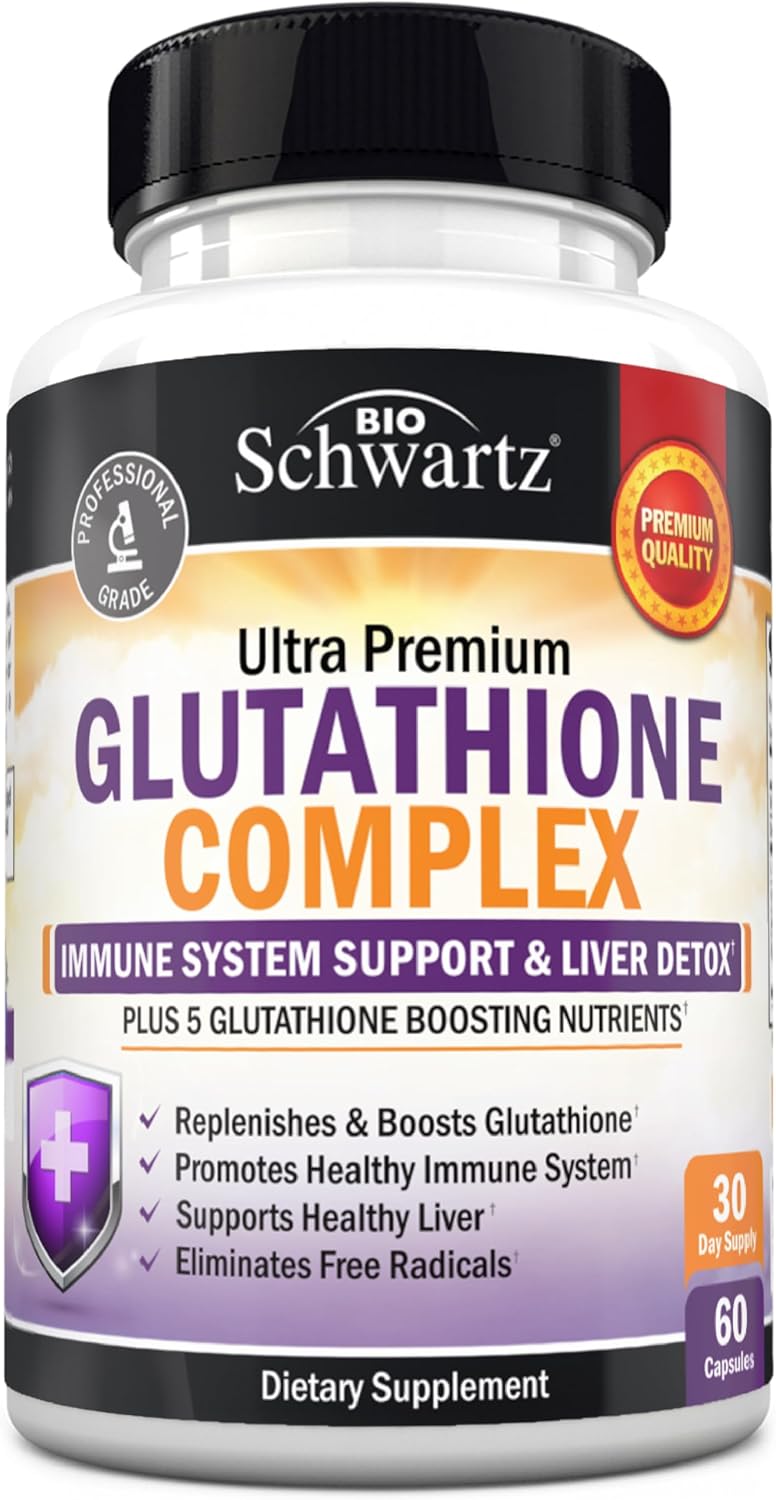 Glutathione Supplement 500mg - Liver Detox Supplement, 60 Capsules
