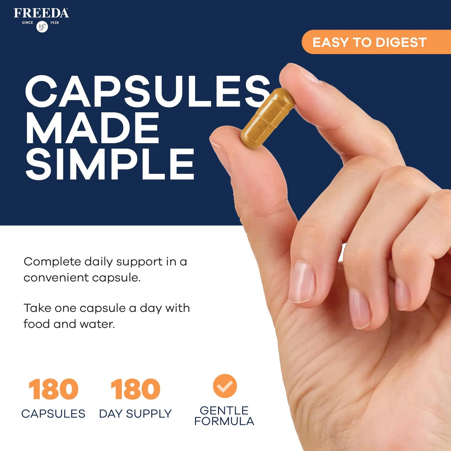 FREEDA Vitamin B Complex with Vitamin C & Zinc – 60 Capsules | Supports Energy & Metabolism with Active B12, Methylfolate, B1–B6, Biotin, Choline - Vegan, Kosher, SCD Legal