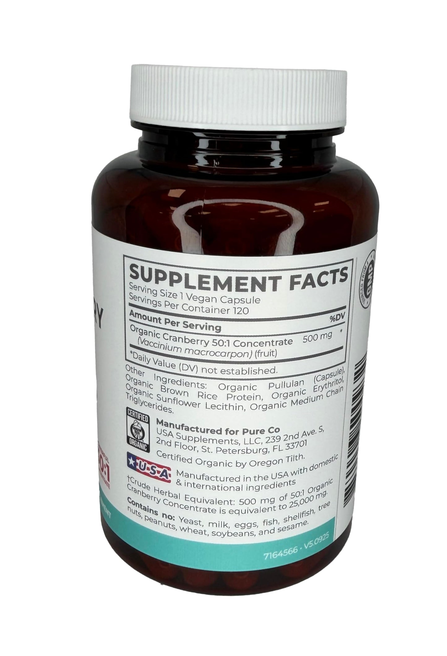 Organic Cranberry Pills - Vegan Supplement for Urinary Tract Health & Kidney Cleanse - Cranberry Pills for Women 500mg 50:1 Cranberry Concentrate Per Serving - Urinary Tract Support - 60 Capsules