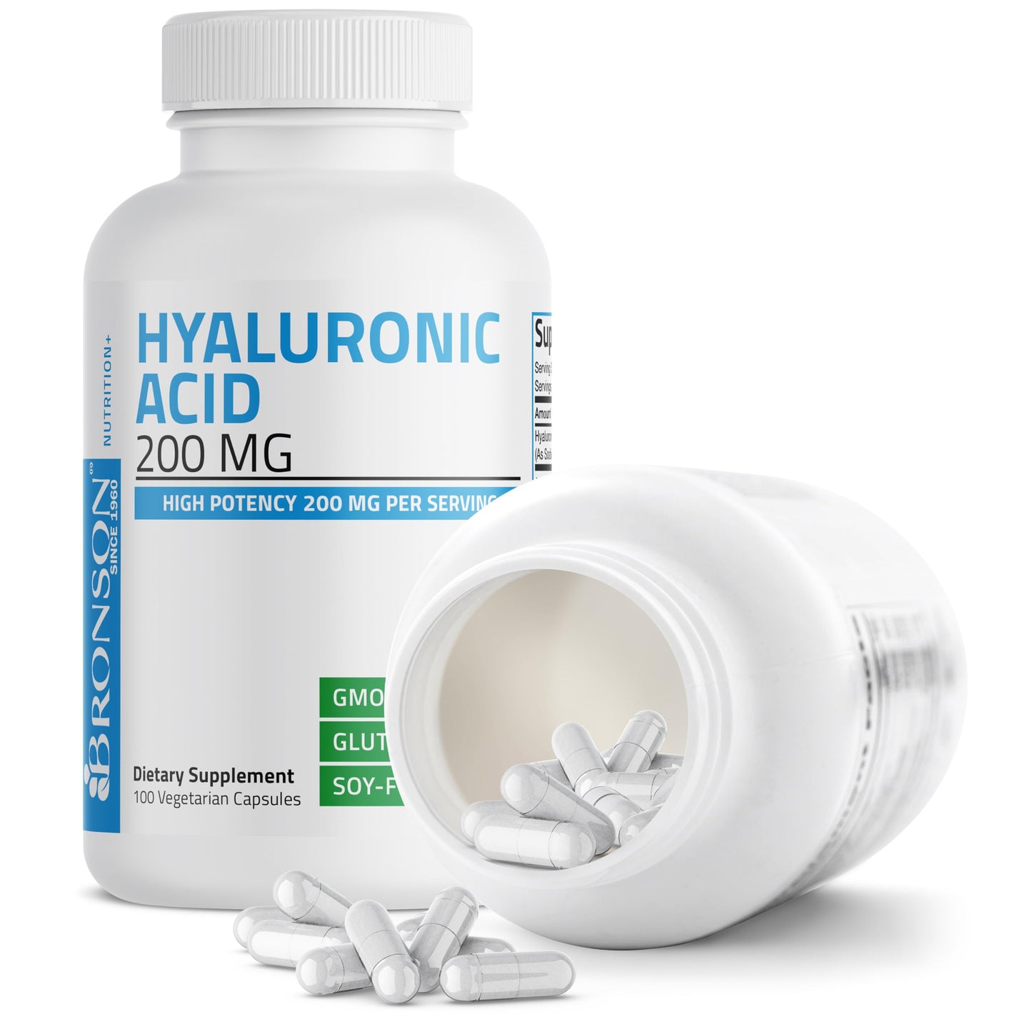 Bronson Hyaluronic Acid 200 MG High Potency Joint Health & Healthy Skin Support, Non-GMO, 200 Vegetarian Capsules