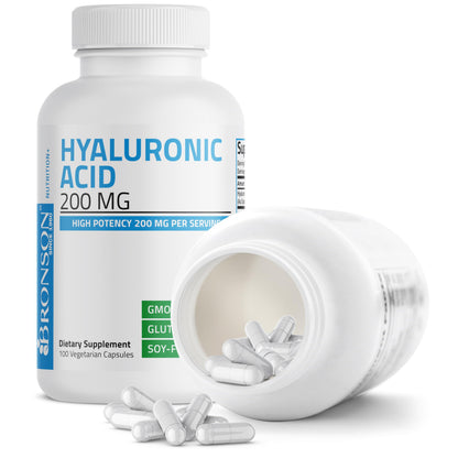 Bronson Hyaluronic Acid 200 MG High Potency Joint Health & Healthy Skin Support, Non-GMO, 200 Vegetarian Capsules