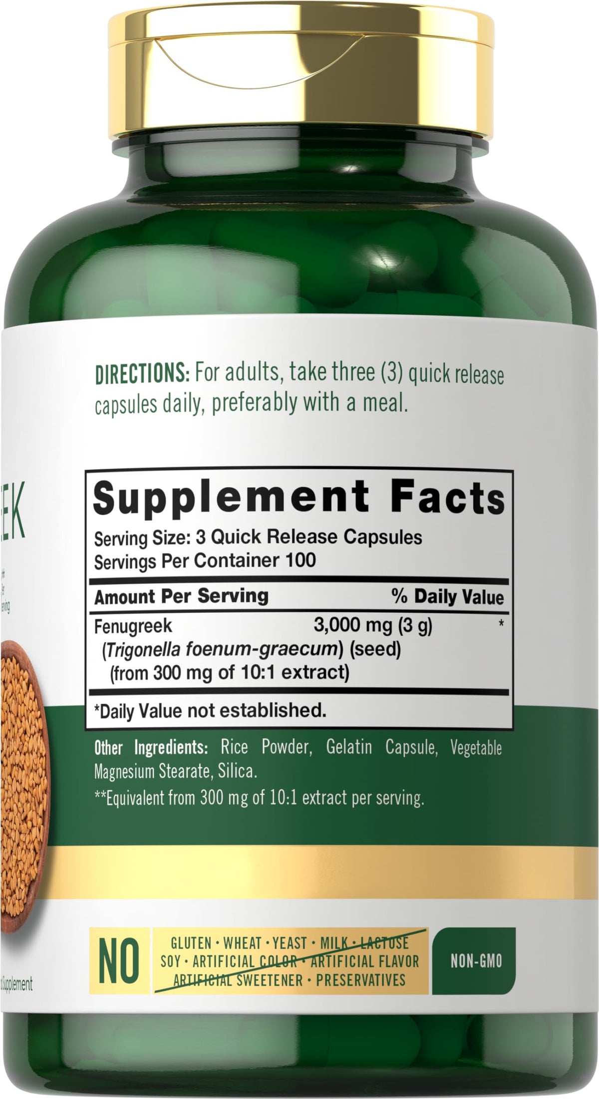 Carlyle Fenugreek Capsules | 300 Count | Non-GMO & Gluten Free Extract | Fenugreek