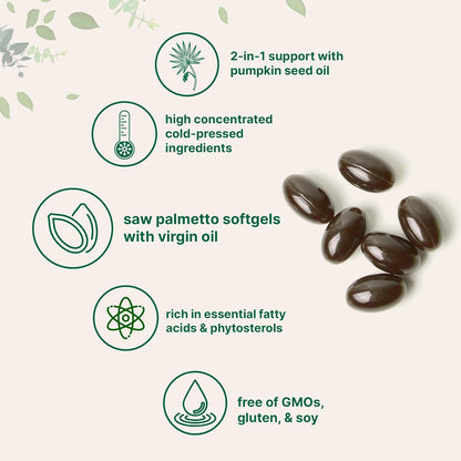 Micro Ingredients Saw Palmetto with Pumpkin Seed Oil for Men, 240 Softgels| Cold-Pressed Extract | Virgin Oil Formula | Rich in Essential Fatty Acids & Phytosterols | Non-GMO, Gluten & Soy Free