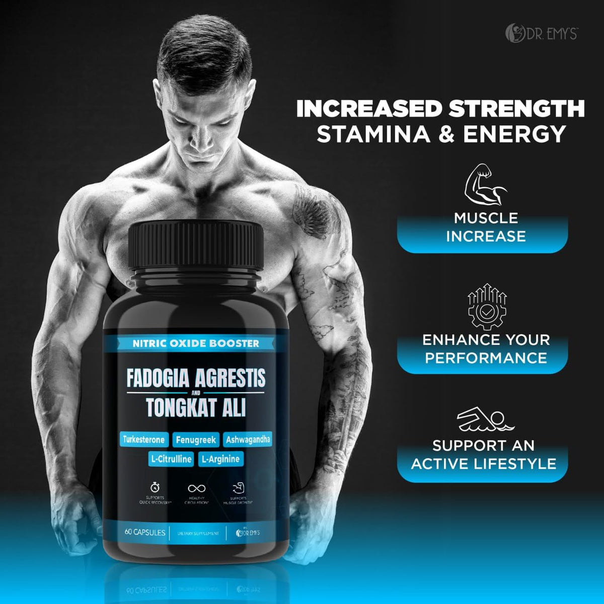 (2 Pack) Tongkat Ali Fadogia Agrestis Nitric Oxide Ashwagandha Supplement for Men