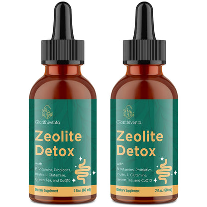 Zeolite Detox for Adults, Zeolite Liquid Drops with Vitamin B, Probiotic Blend - Energy, Gut, Focus - 2 Fl Oz (1 Bottle)