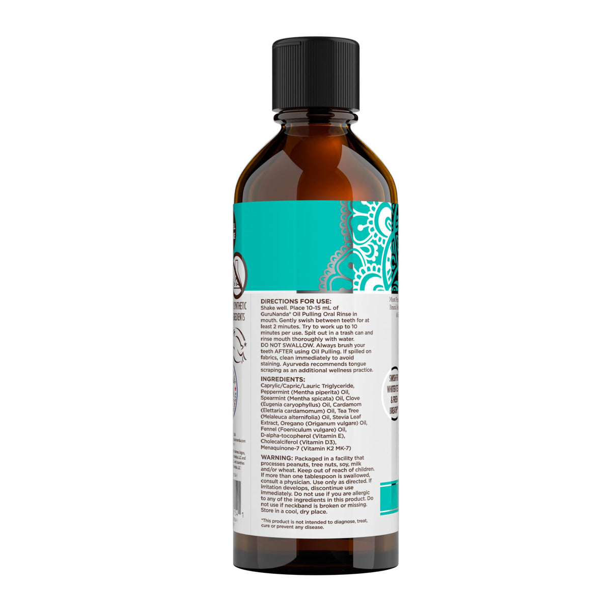GuruNanda Coconut Oil Pulling Mouthwash with Vitamins, Farmed Mint, 16 oz