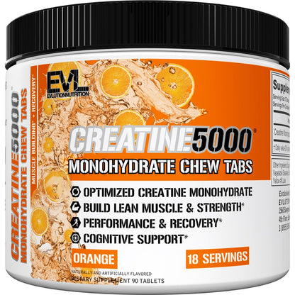 Evlution Nutrition Creatine 5000 - Supports Faster Recovery Lean Muscle Growth & Performance - Pre & Post Workout Powder - 5000mg Pure Creatine Monohydrate Per Serving - 60 Servings - Unflavored