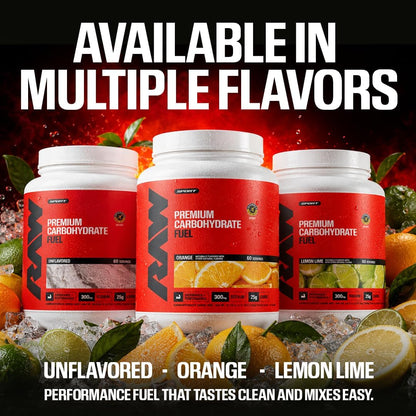 RAW Fuel, Premium Endurance Supplement Powder, Orange (60 Servings) - Peak Performance, Hydration & Stamina During Workouts, Training or Competition - 24g of Carbohydrates & 300mg of Sodium