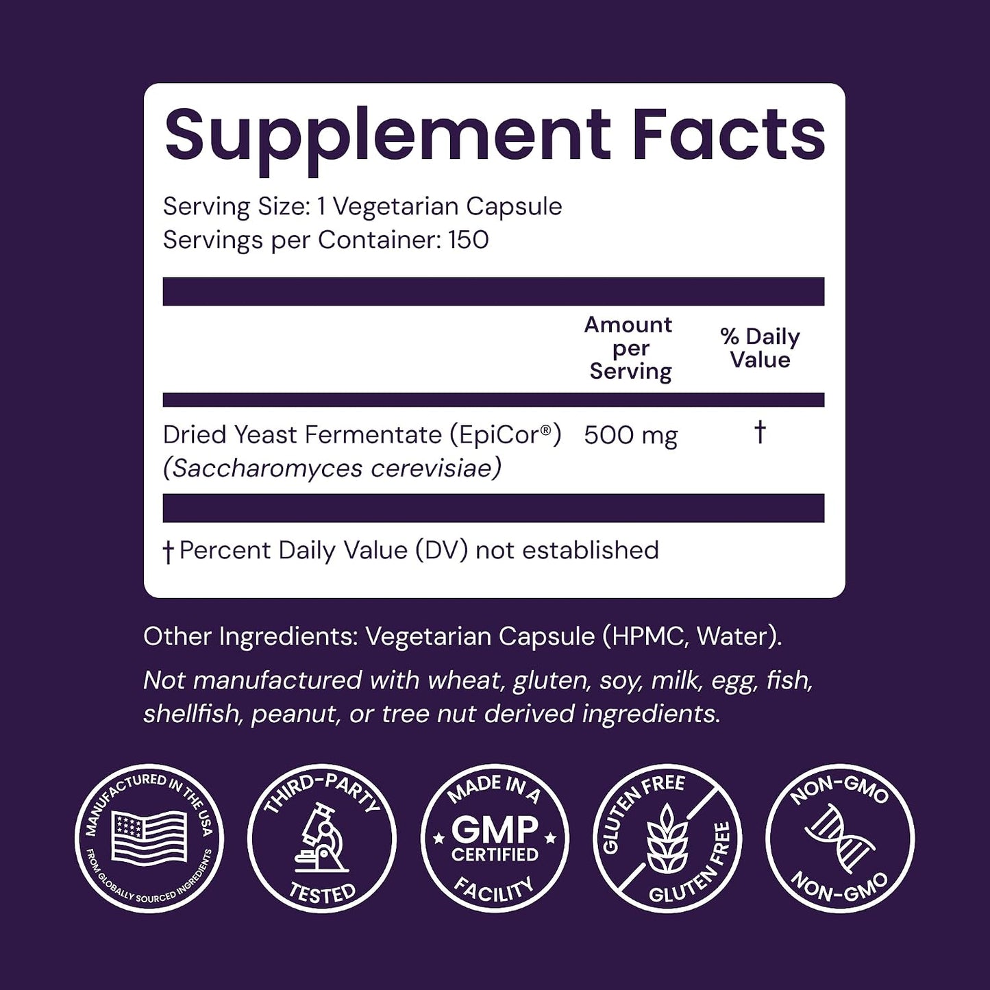 Healthy Origins EpiCor Dried Yeast 500 mg, 150 Veggie Caps