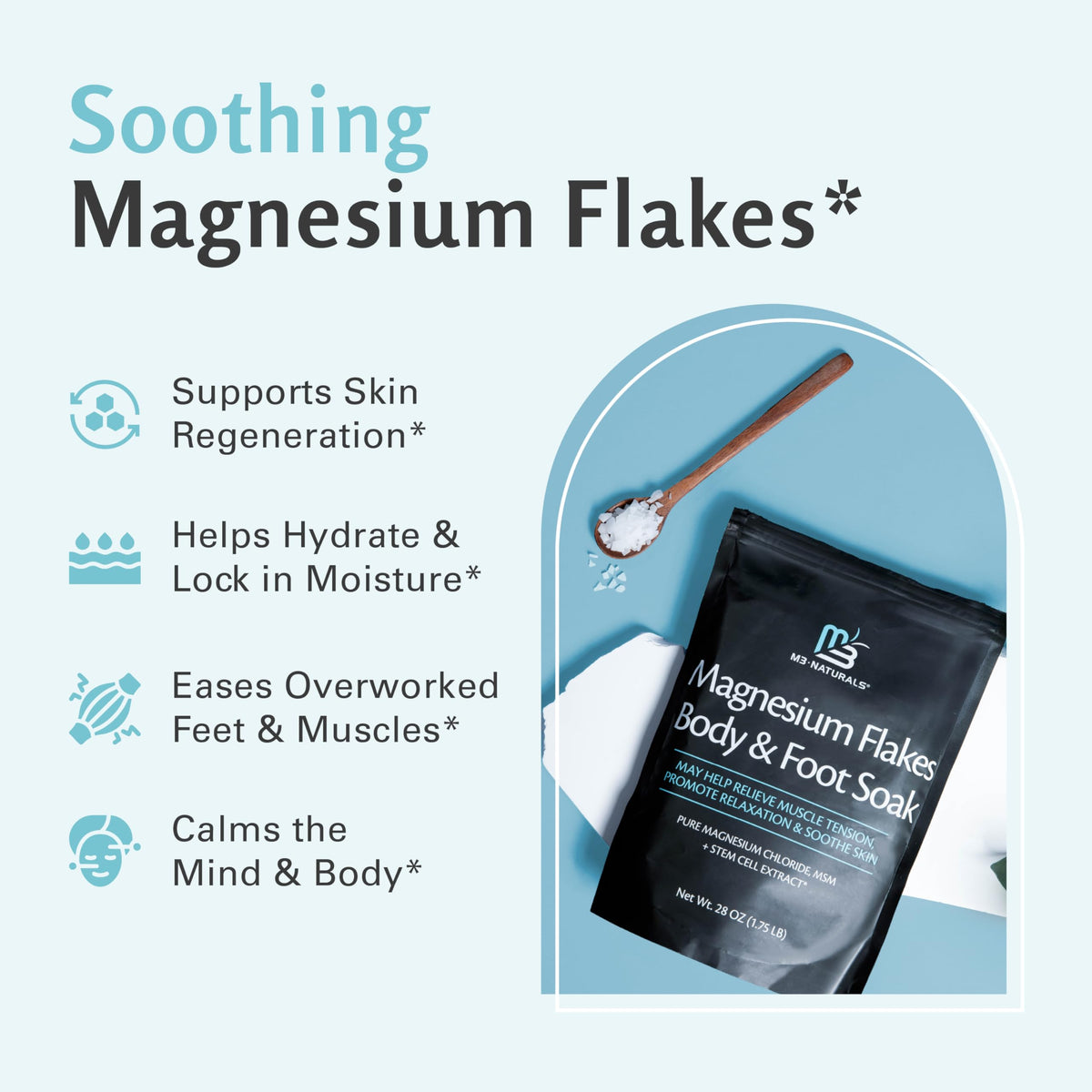 Soothing Tea Tree Oil Foot Soak with Stem Cell and Epsom Salt, 16 oz by M3