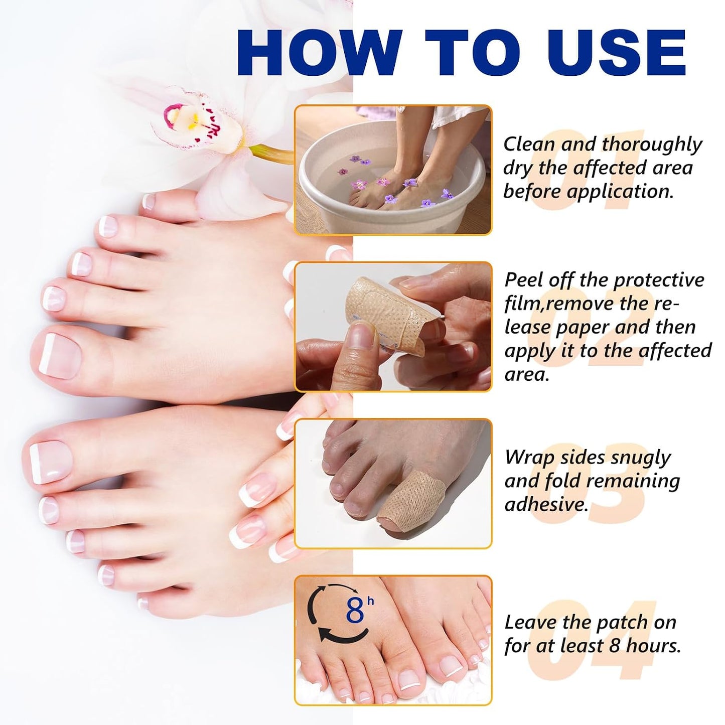 Nail Patches, 32 Pcs Toenail Care Patches for Dry, Weak & Cracked Nails, Deeply Moisturizing Nail, Protector and Improve the Appearance for Toenails