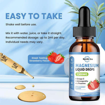 2 Pack Magnesium Glycinate Drops Strawberry & Cherry Flavor