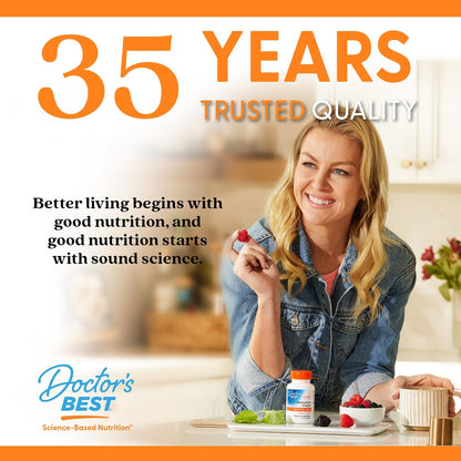Doctor's Best Turmeric Curcumin Supplement 1000mg for Men & Women - Curcumin Caps from Turmeric Root, Black Pepper Extract (BioPerine), 95% Piperine, Joint Health Support, Non GMO - 120 Veg Capsules