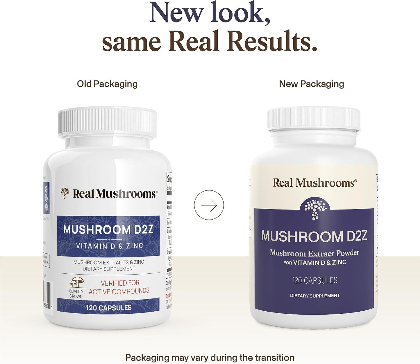 Real Mushrooms Zinc and Vitamin D2 Capsules – with Organic Chaga and Reishi Mushroom Extracts – Vitamins for Overall Wellness Support – Vegan, Non-GMO, Gluten-Free – 120 Count Mushroom Supplement