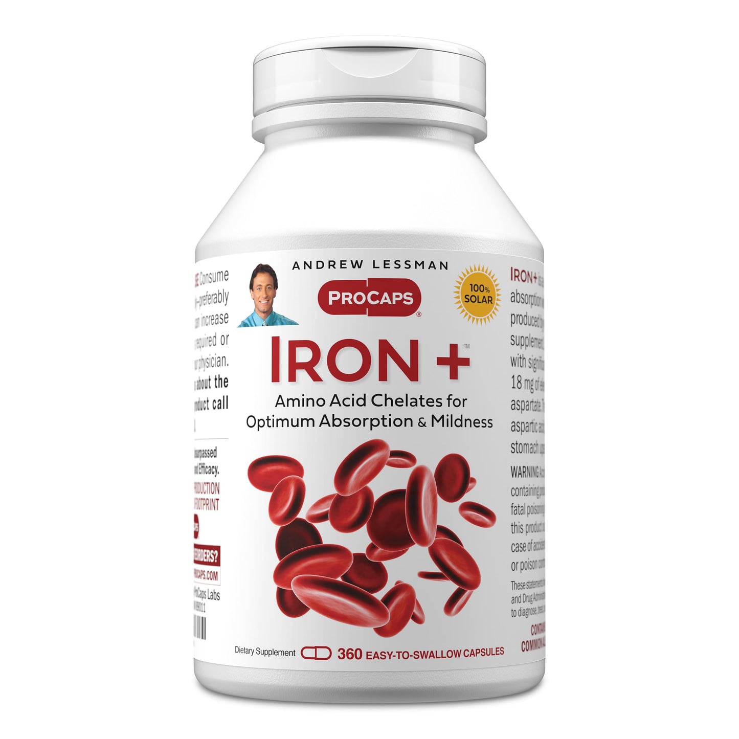 Andrew Lessman ProCaps Iron Plus 18mg Chelated Iron 90 Capsules | Gentle amino acid chelated iron with Vitamin C to support absorption. Non-acidic and easy on the stomach.