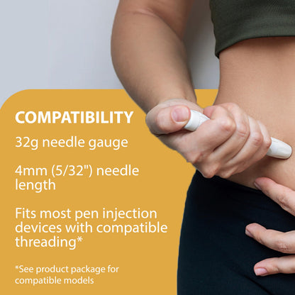 TRUEplus 5-Bevel Sterile Pen Needles, 32G x 4mm (5/32 Inch), 50 Count | For Use with Pen Injection Device, Single-Use Needles, Compatible Thread with Major Pen Devices, Silicone Coated