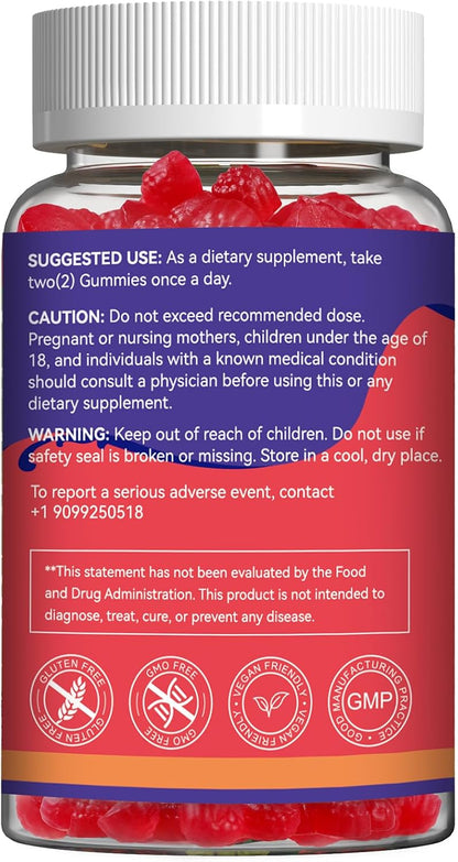 Calcium Magnesium Gummies 600MG, Calcium Magnesium Zinc Gummies with Vitamin D3 - High Absorption Complex Calcium Supplement, Vegan, 60 Counts