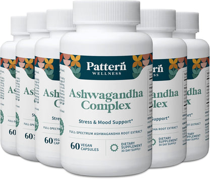 Pattern Wellness Ashwagandha Complex Supplement – 360 Vegan Capsules | For Men & Women – Organic KSM-66® & Black Pepper Extract – Supports Stress Response & Energy Balance – Non-GMO