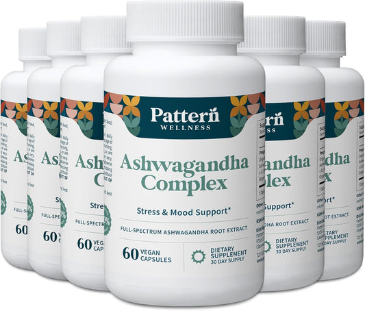 Pattern Wellness Ashwagandha Complex Supplement – 360 Vegan Capsules | For Men & Women – Organic KSM-66® & Black Pepper Extract – Supports Stress Response & Energy Balance – Non-GMO