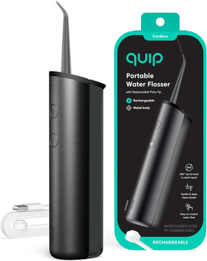 quip Cordless Water Flosser, Adjustable Pressure, All Black