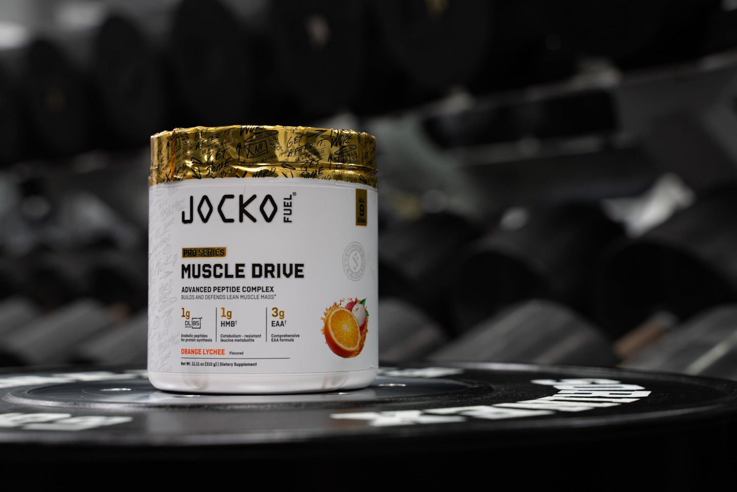Jocko Fuel Muscle Drive Pro Series, Mango Passionfruit, HMB, Di-Leucine, EAAs, Protects Lean Muscle Mass & Breakdown, Aids Recovery, Natural Appetite Suppressant, No Bloat, Zero Sugar, 30 Servings