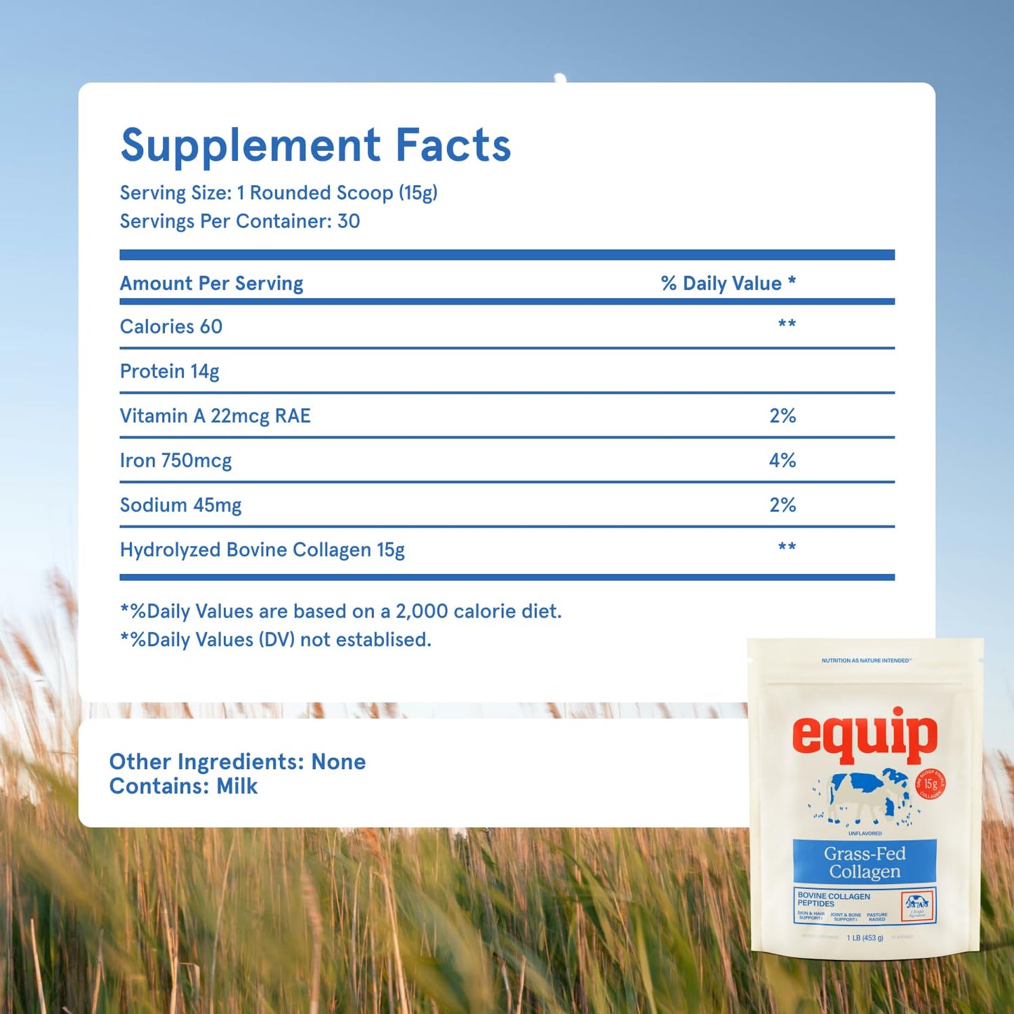 Equip Foods Clean Coffee & Grass Fed Collagen Powder Unflavored