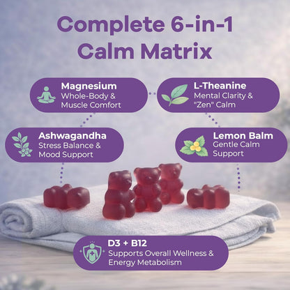 Magnesium Gummies for Stress & Sleep - 300mg Magnesium Complex with Glycinate, Citrate, Malate & Taurate - Supports Relaxation, Muscle & Heart Health - Vegan, Sugar-Free, Non-GMO - 120 Gummies